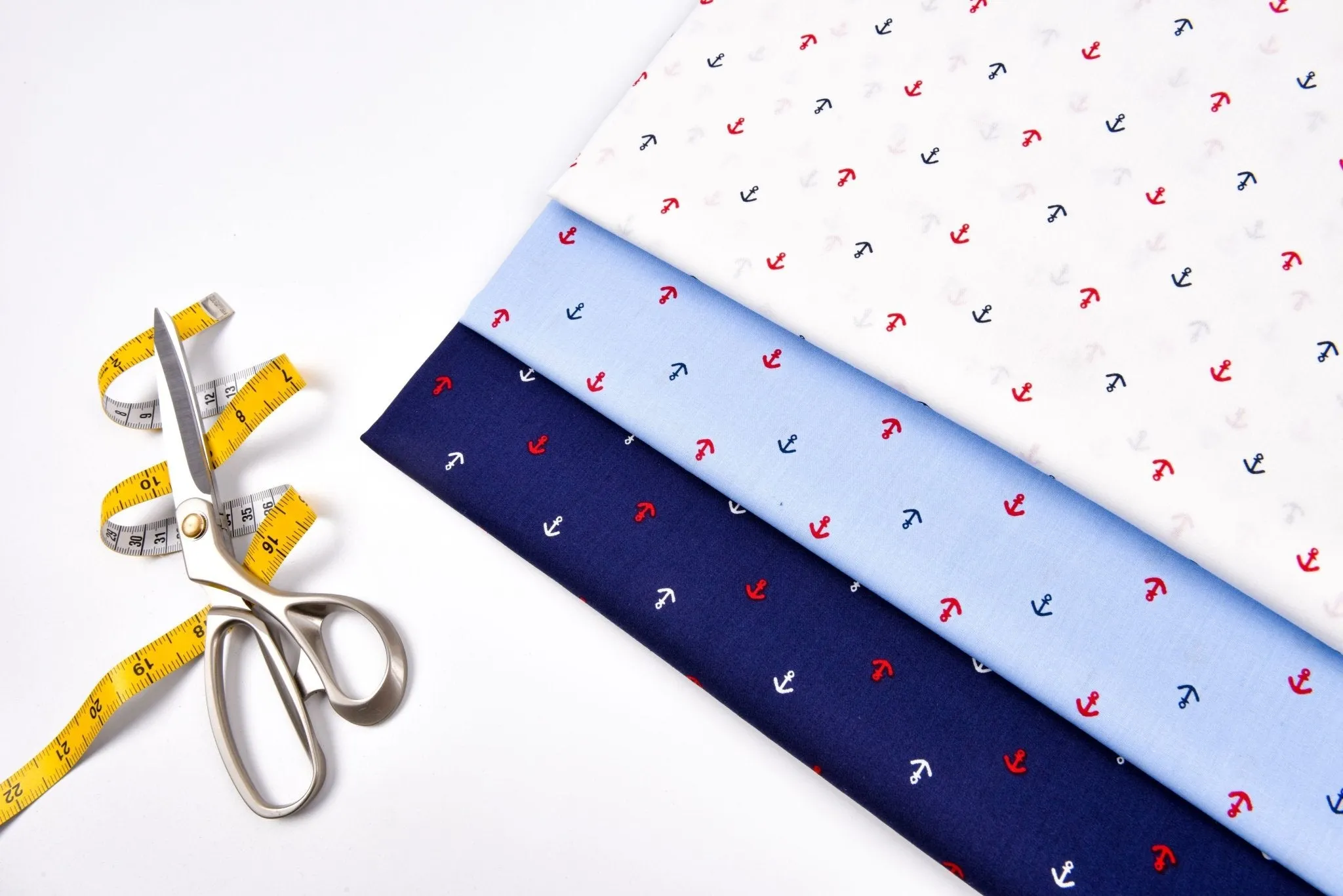 100% Cotton Loom Line  Anchor Print  Fabric - 3564