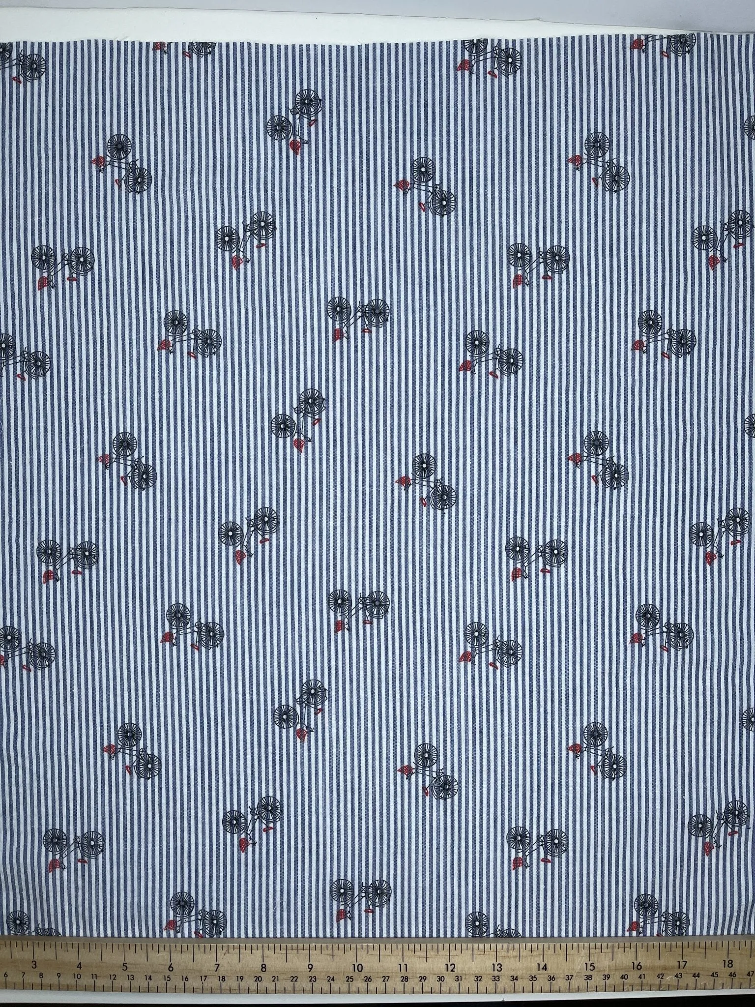 100% Cotton Seersucker Bicycle Stripes Fabric