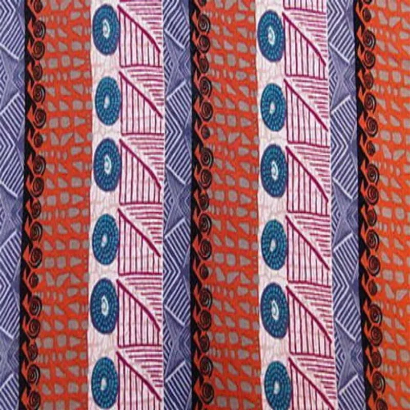 100% Rayon Crepe Colored Background & Assorted Brown Geometric Patterns Fabric