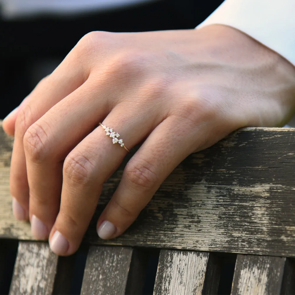 14k Emerald and Diamond Cluster Ring