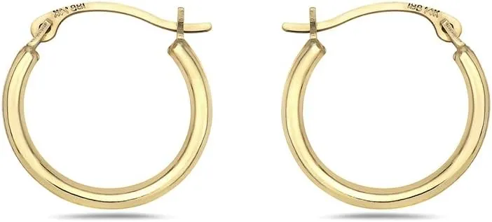 14K Solid Gold 1MMX14MM French Lock Hoop Earrings- Yellow Gold - Jewelry for Women/Girls - Small Hoop Earrings