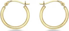 14K Solid Gold 1MMX14MM French Lock Hoop Earrings- Yellow Gold - Jewelry for Women/Girls - Small Hoop Earrings