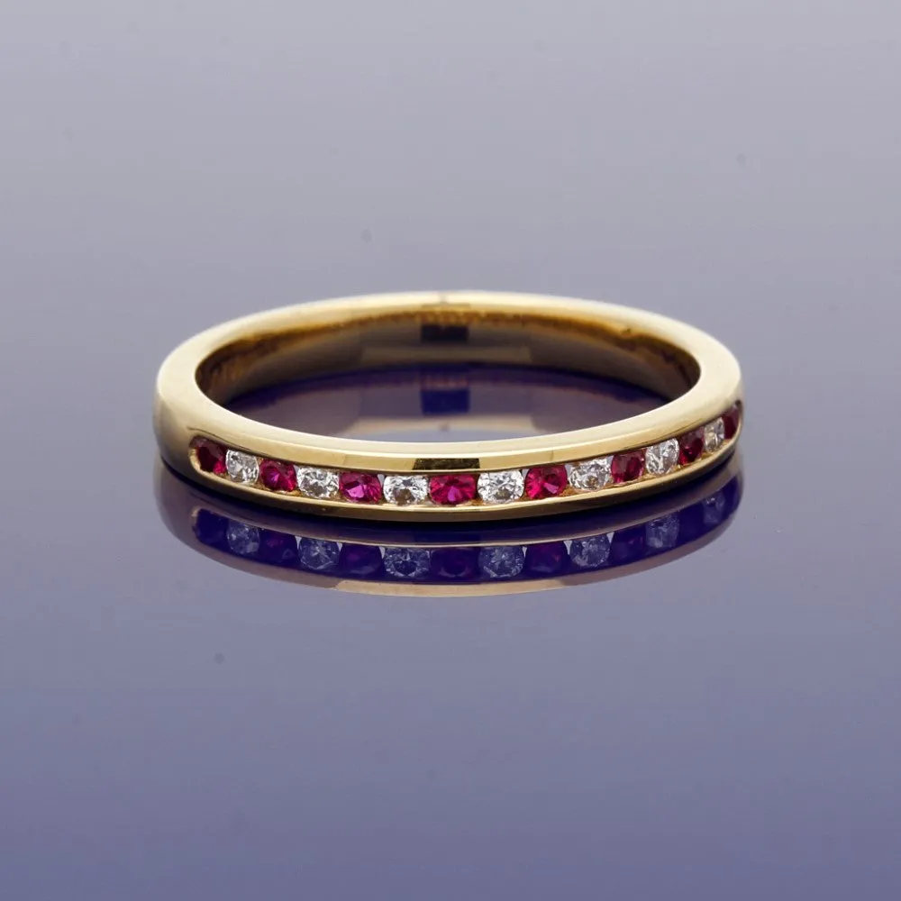 18ct Yellow Gold Ruby & Diamond Half Eternity Ring