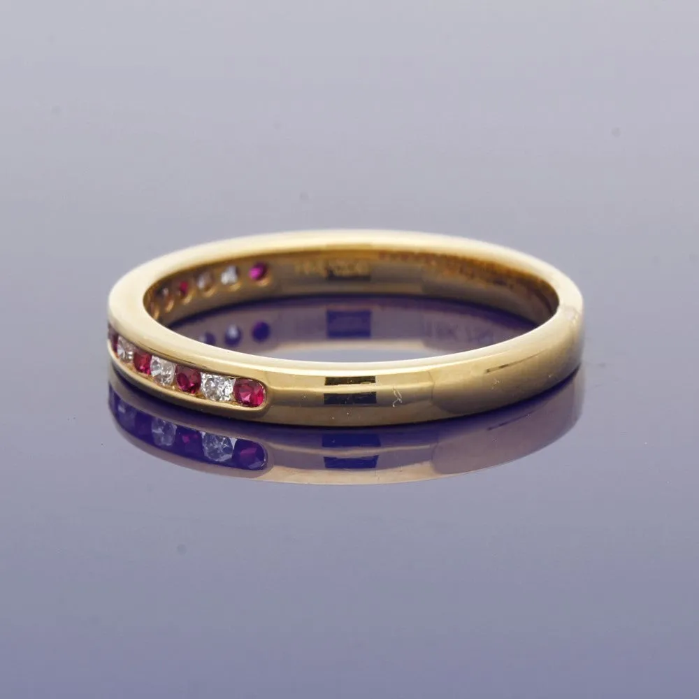 18ct Yellow Gold Ruby & Diamond Half Eternity Ring