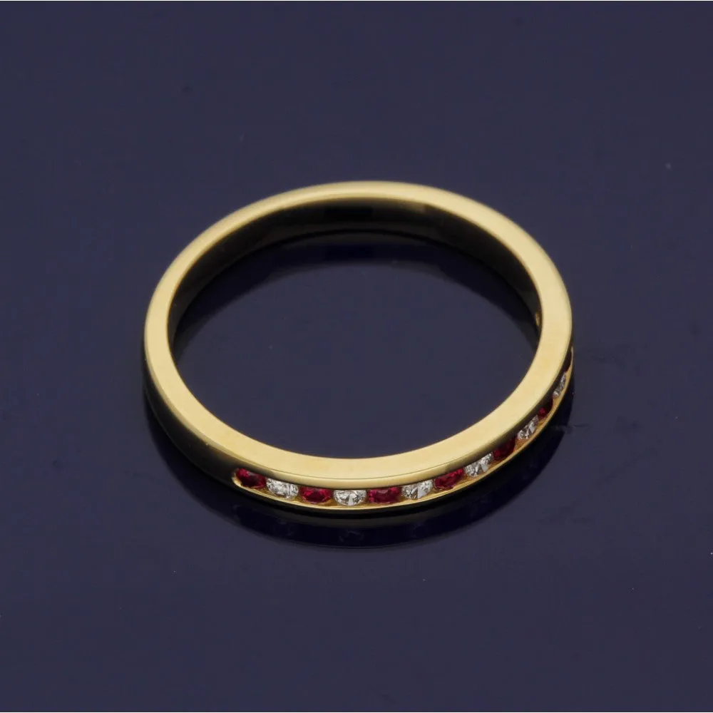 18ct Yellow Gold Ruby & Diamond Half Eternity Ring