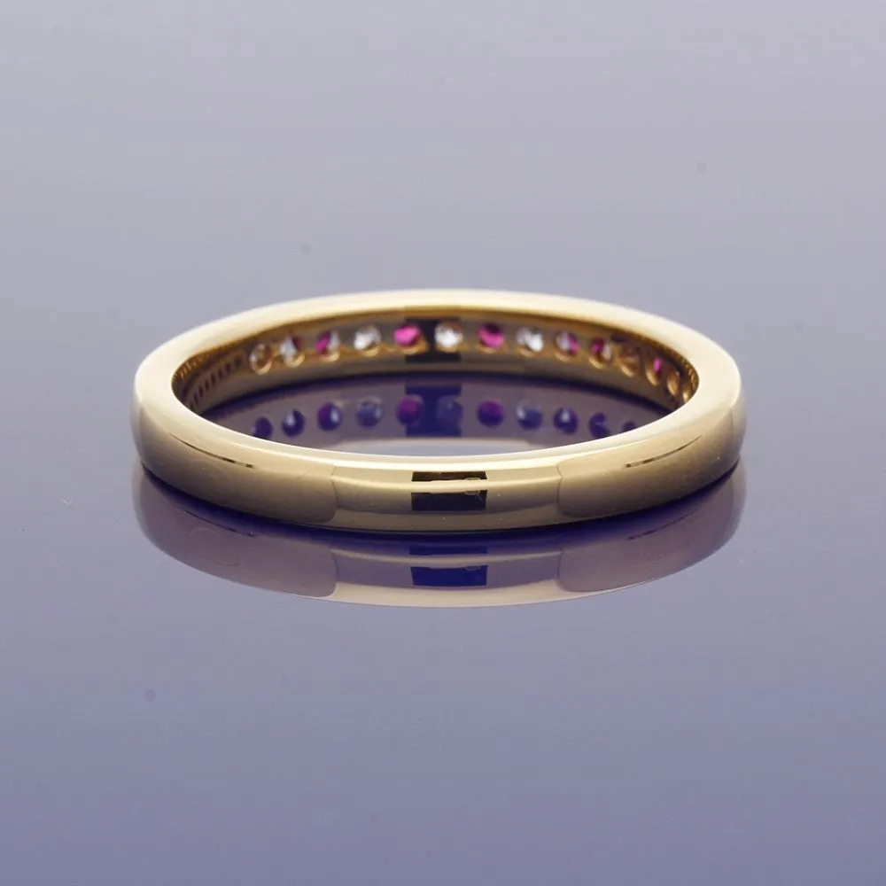 18ct Yellow Gold Ruby & Diamond Half Eternity Ring