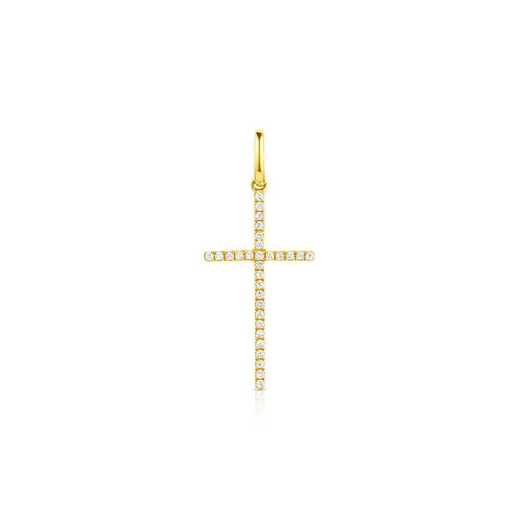 18kt Yellow Gold 30 Diamond Cross Pendant