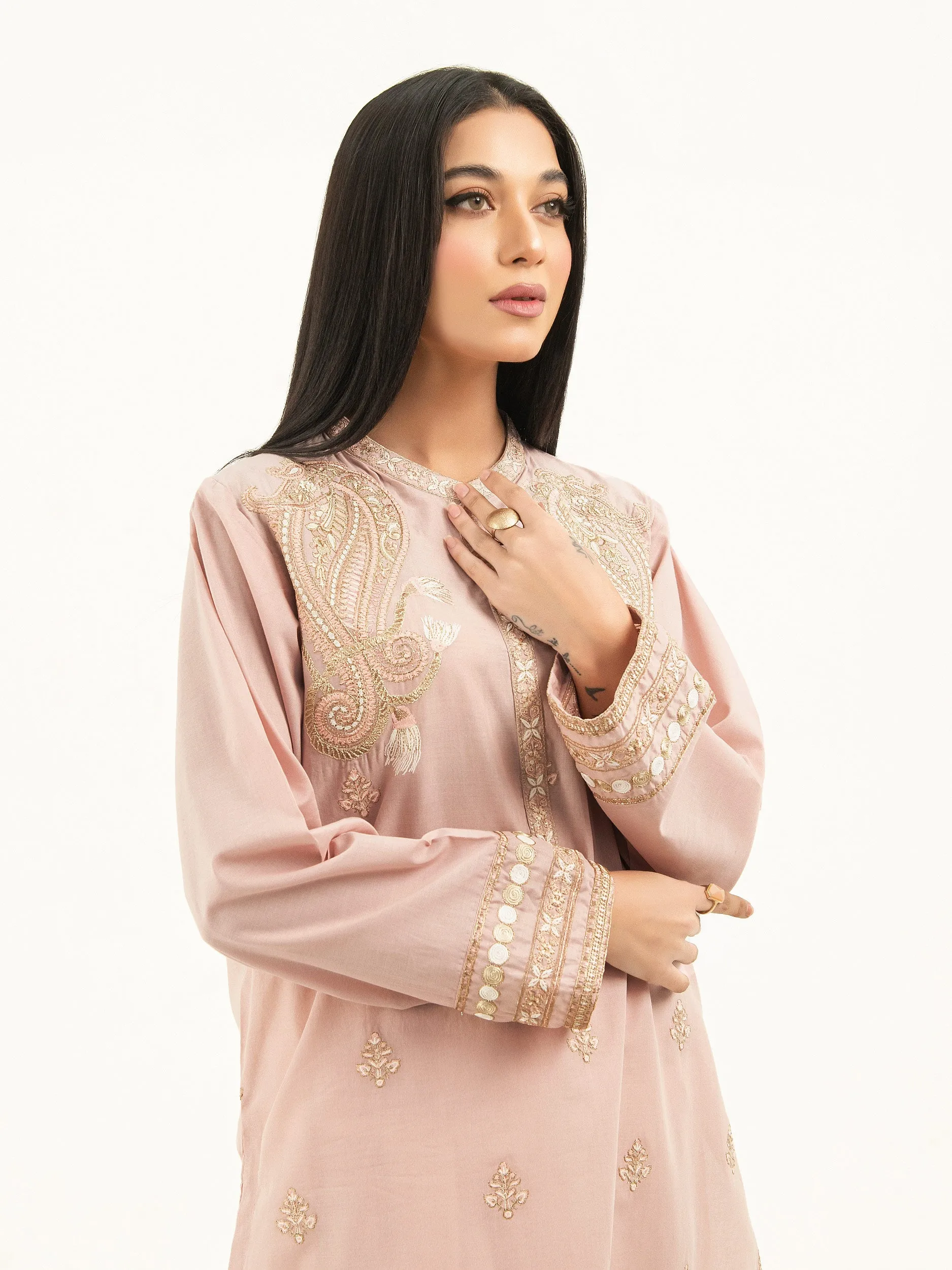 2 Piece Cambric Suit-Embroidered (Pret)