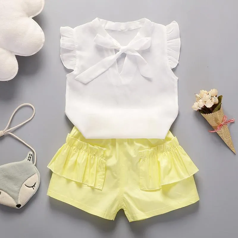 2-piece Ruffle Short Sleeve Shirt & Shorts for Toddler Girl