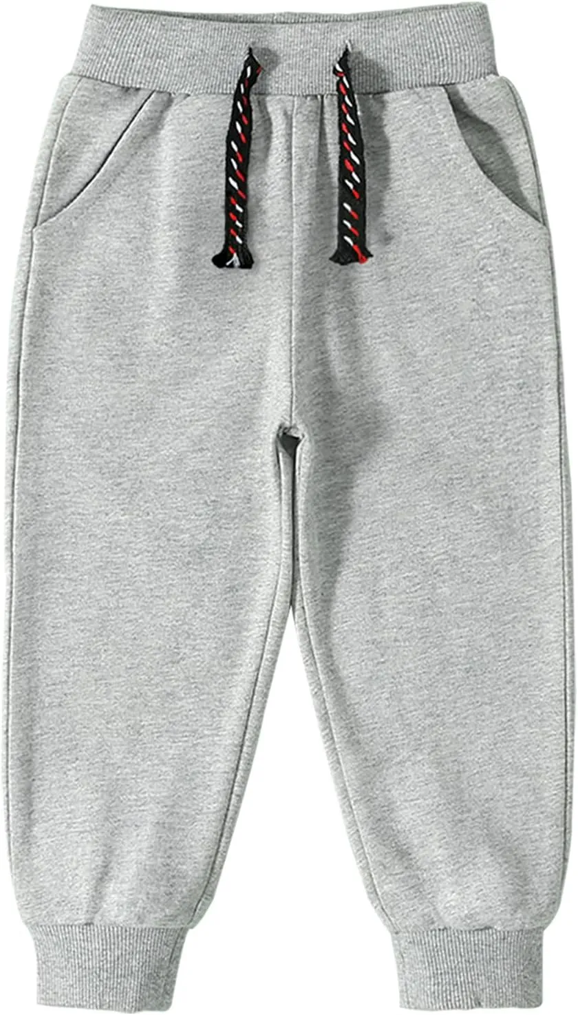 3 Pack Toddler Boys and Girls Cotton Pull on Sweatpant with Drawstring