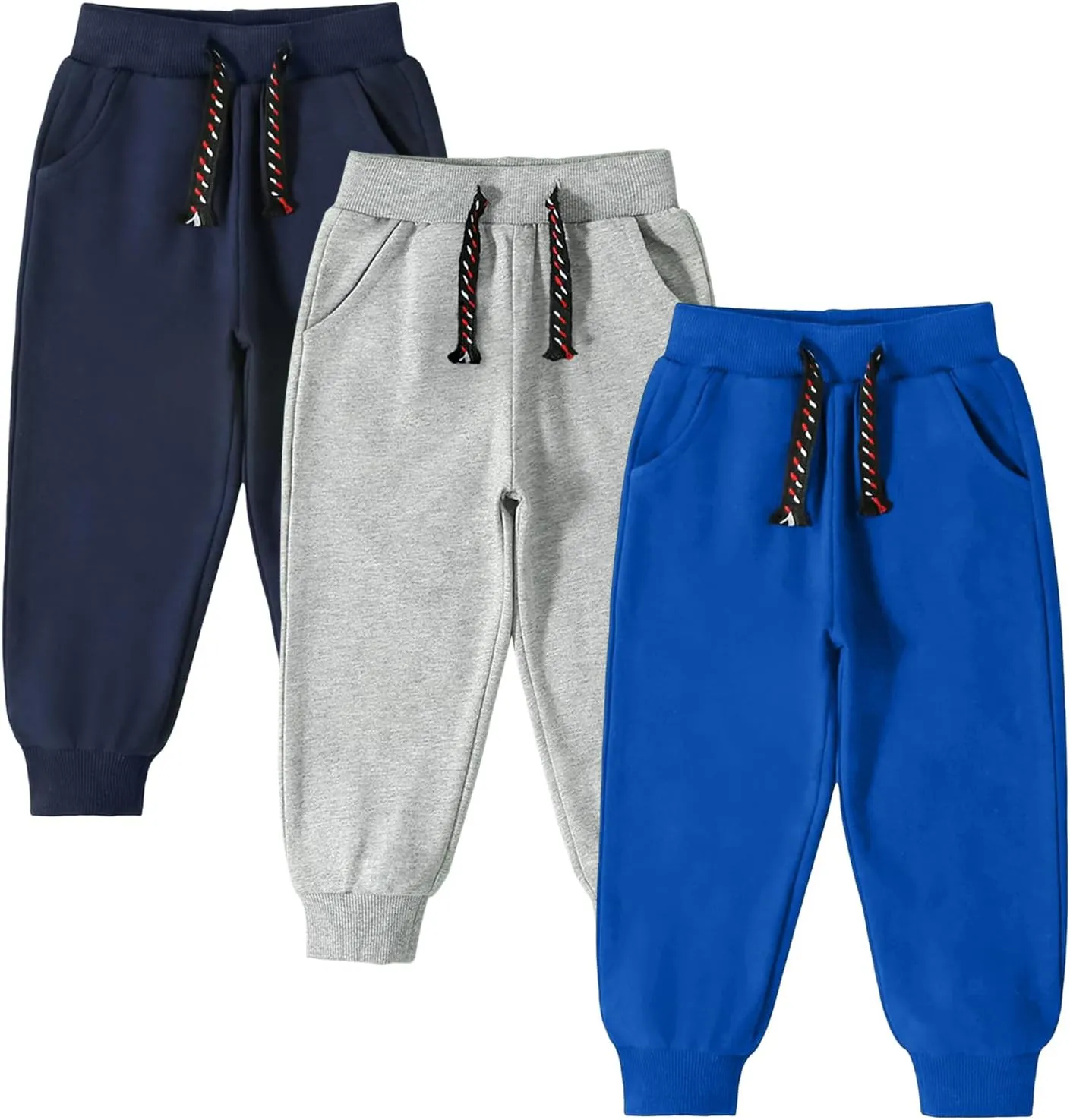 3 Pack Toddler Boys and Girls Cotton Pull on Sweatpant with Drawstring