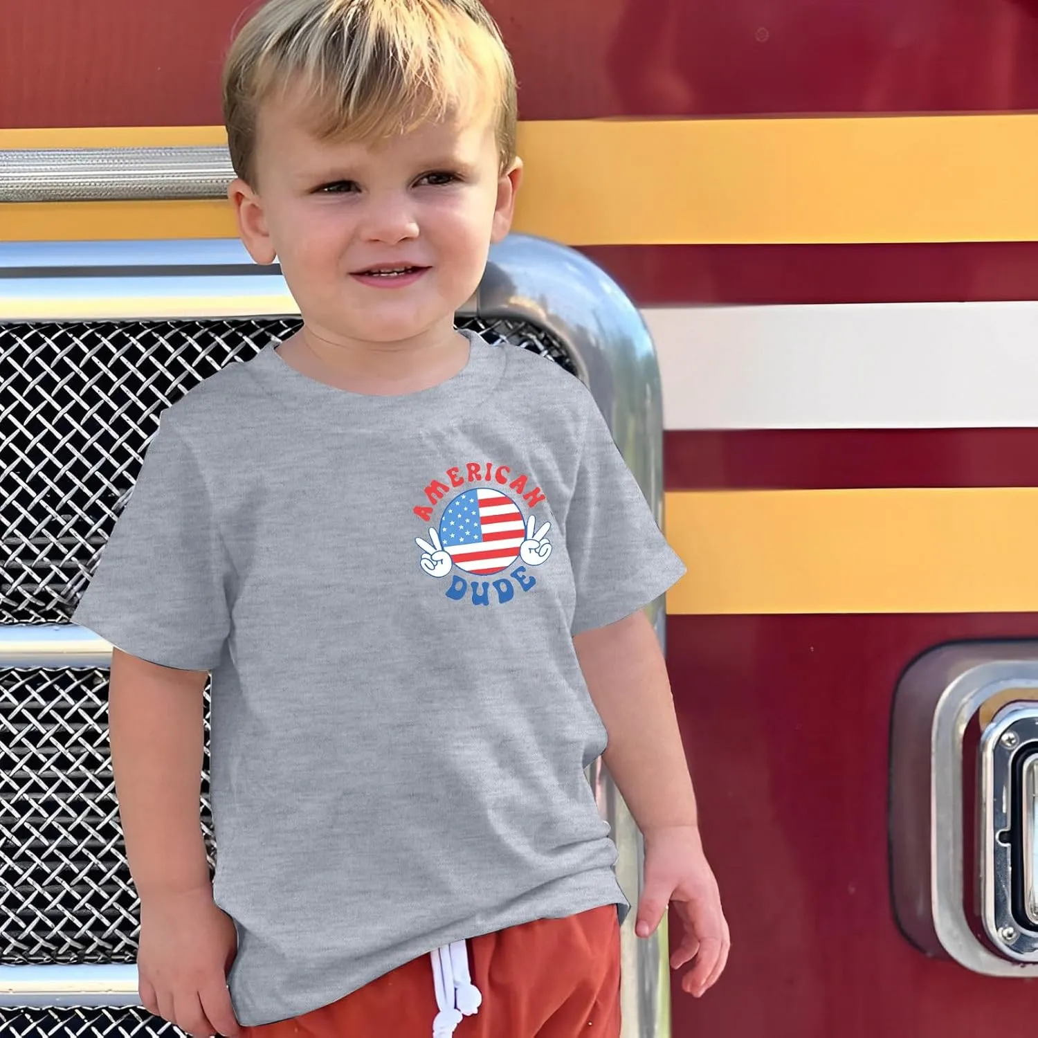 4th of July Shirt Boy Girl American Flag Dude T-Shirt USA Patriotic Memorial Tee Independence Stripes Casual Short Sleeve Top