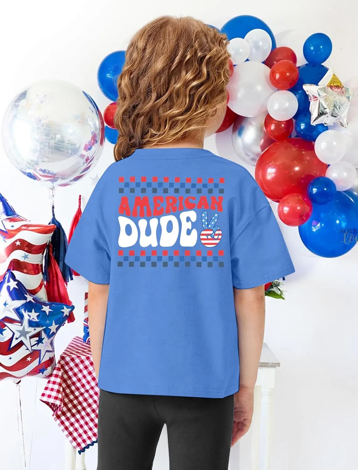 4th of July Shirt Boy Girl American Flag Dude T-Shirt USA Patriotic Memorial Tee Independence Stripes Casual Short Sleeve Top