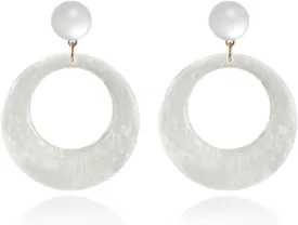 70s Earrings Retro White Acrylic Hoop Earrings 70s Accessories for Women 70s Jewelry Disco Outfits for Women