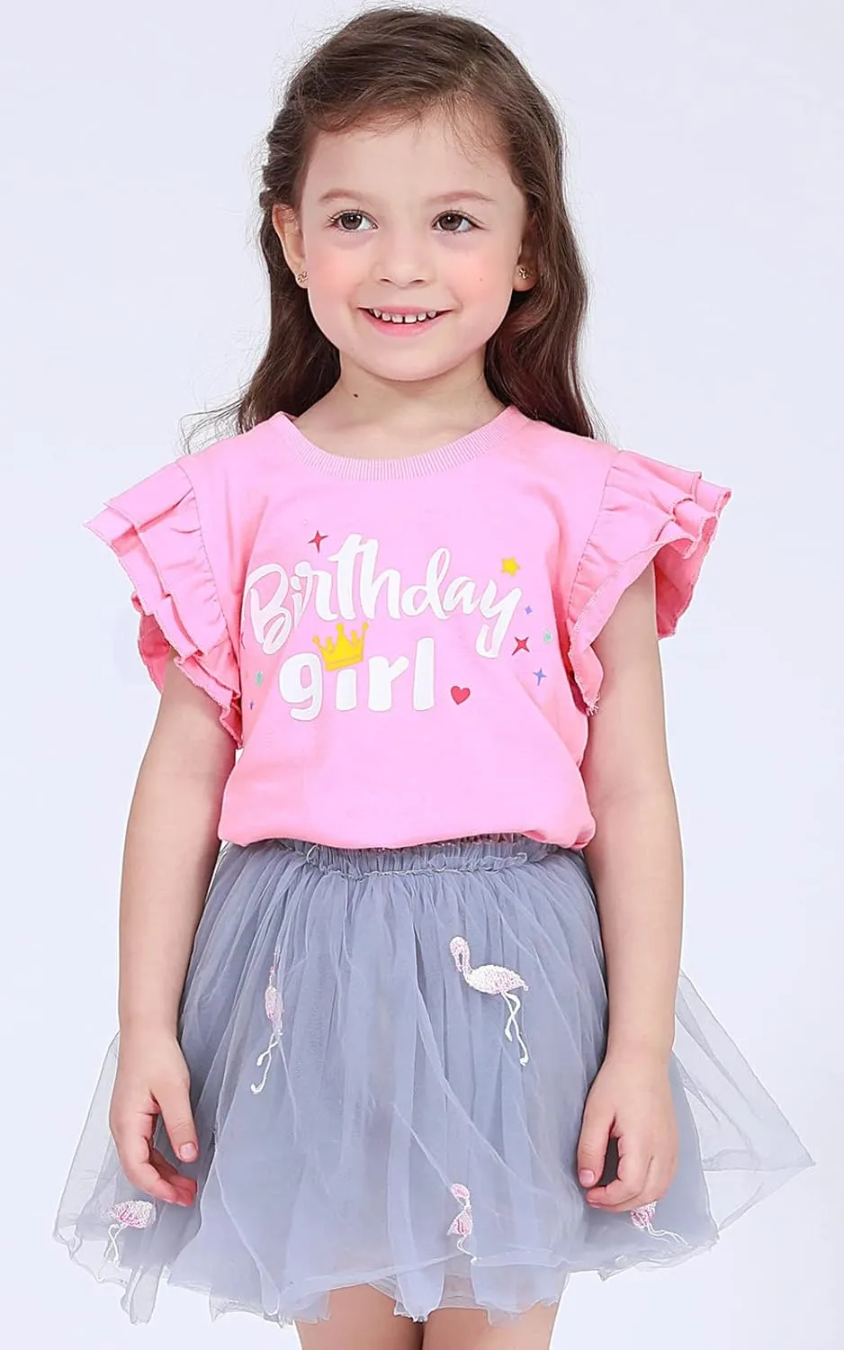 A&J DESIGN Baby & Toddler Girl Ruffle Heavyweight T-Shirts 12M-4T