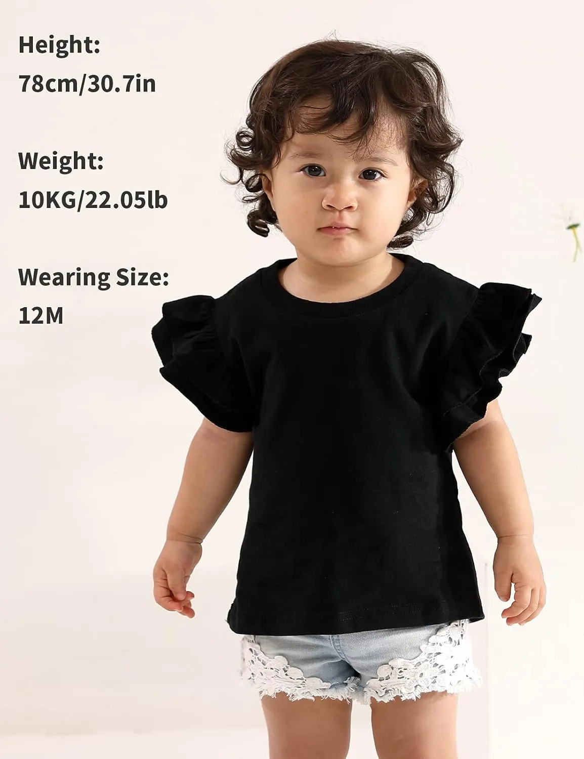 A&J DESIGN Baby & Toddler Girl Ruffle Heavyweight T-Shirts 12M-4T