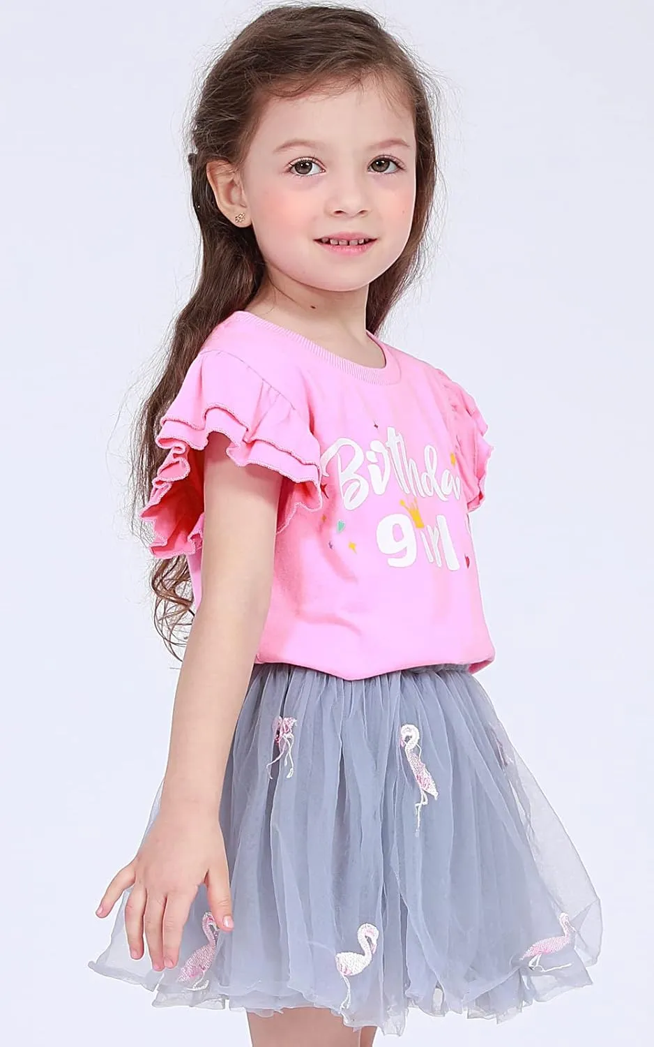 A&J DESIGN Baby & Toddler Girl Ruffle Heavyweight T-Shirts 12M-4T