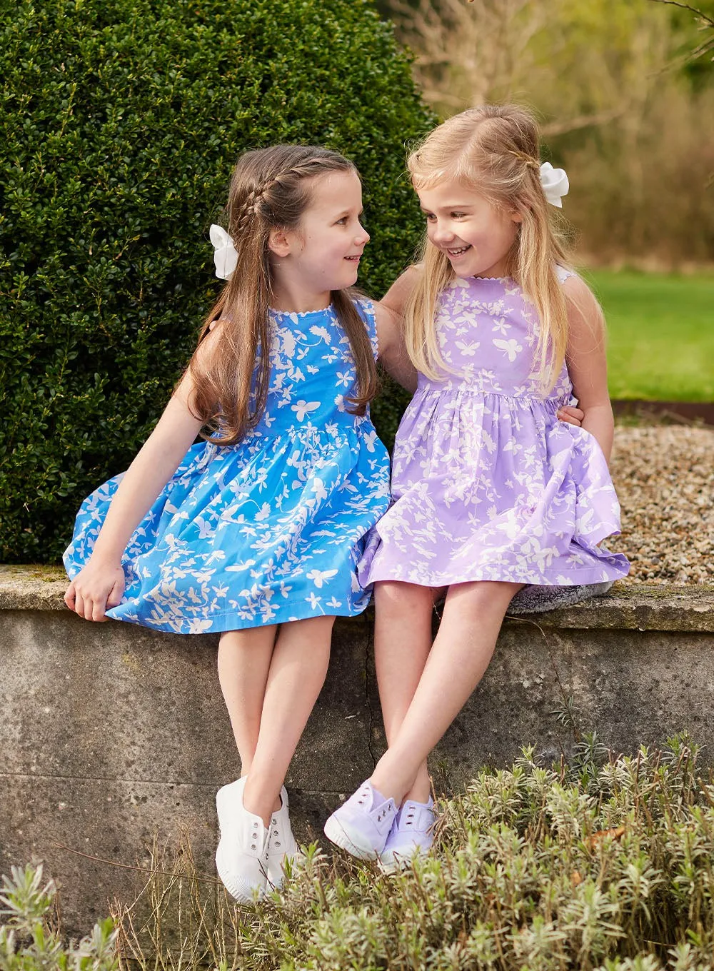 Adelina Summer Dress in Blue Butterfly
