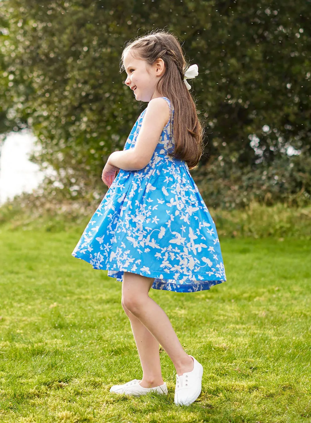 Adelina Summer Dress in Blue Butterfly