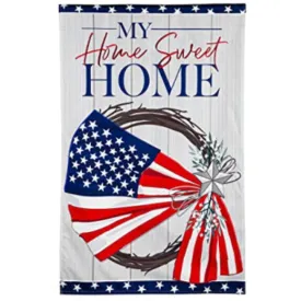 American Flag Wreath House Linen Flag