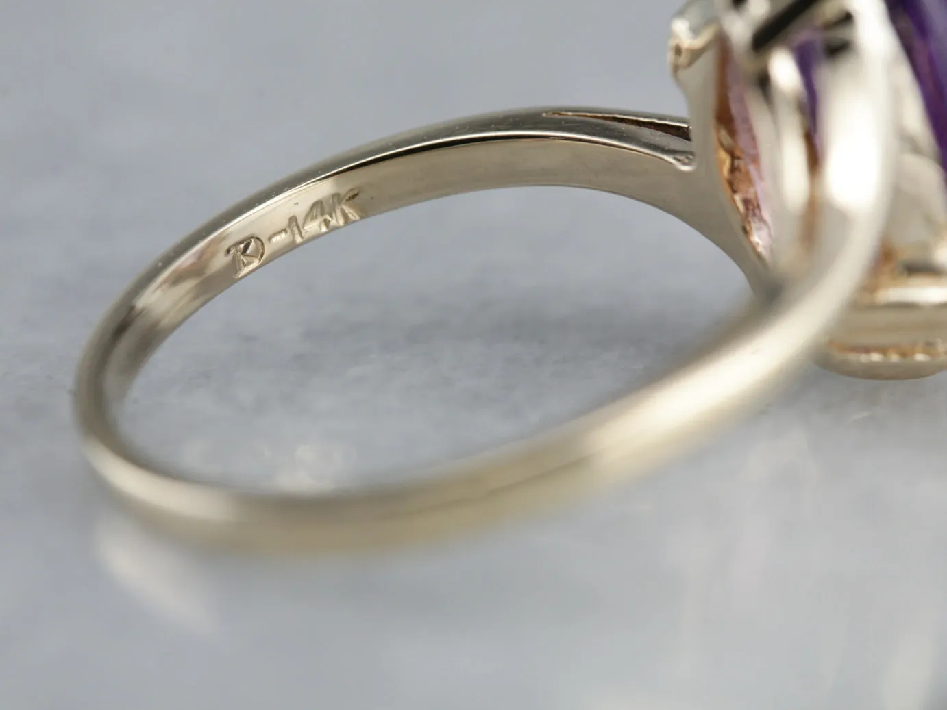 Amethyst and Diamond Bypass Ring