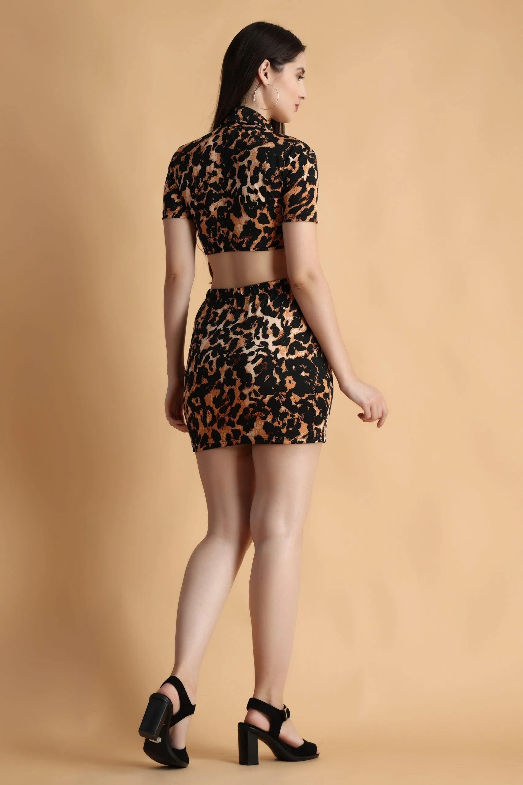 Animal Printed Backless Dress