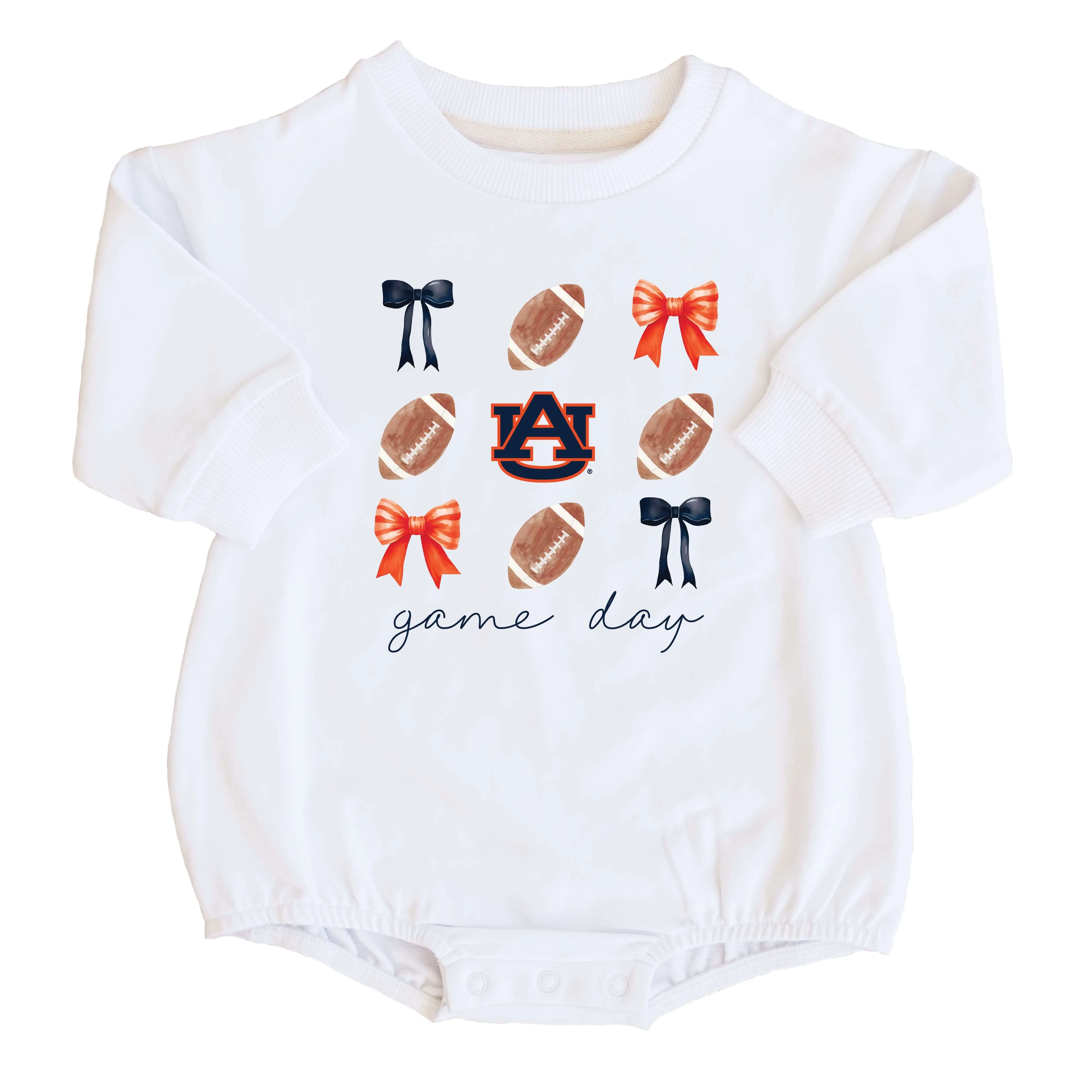 Auburn University | Football & Bows Graphic Sweatshirt Bubble Romper