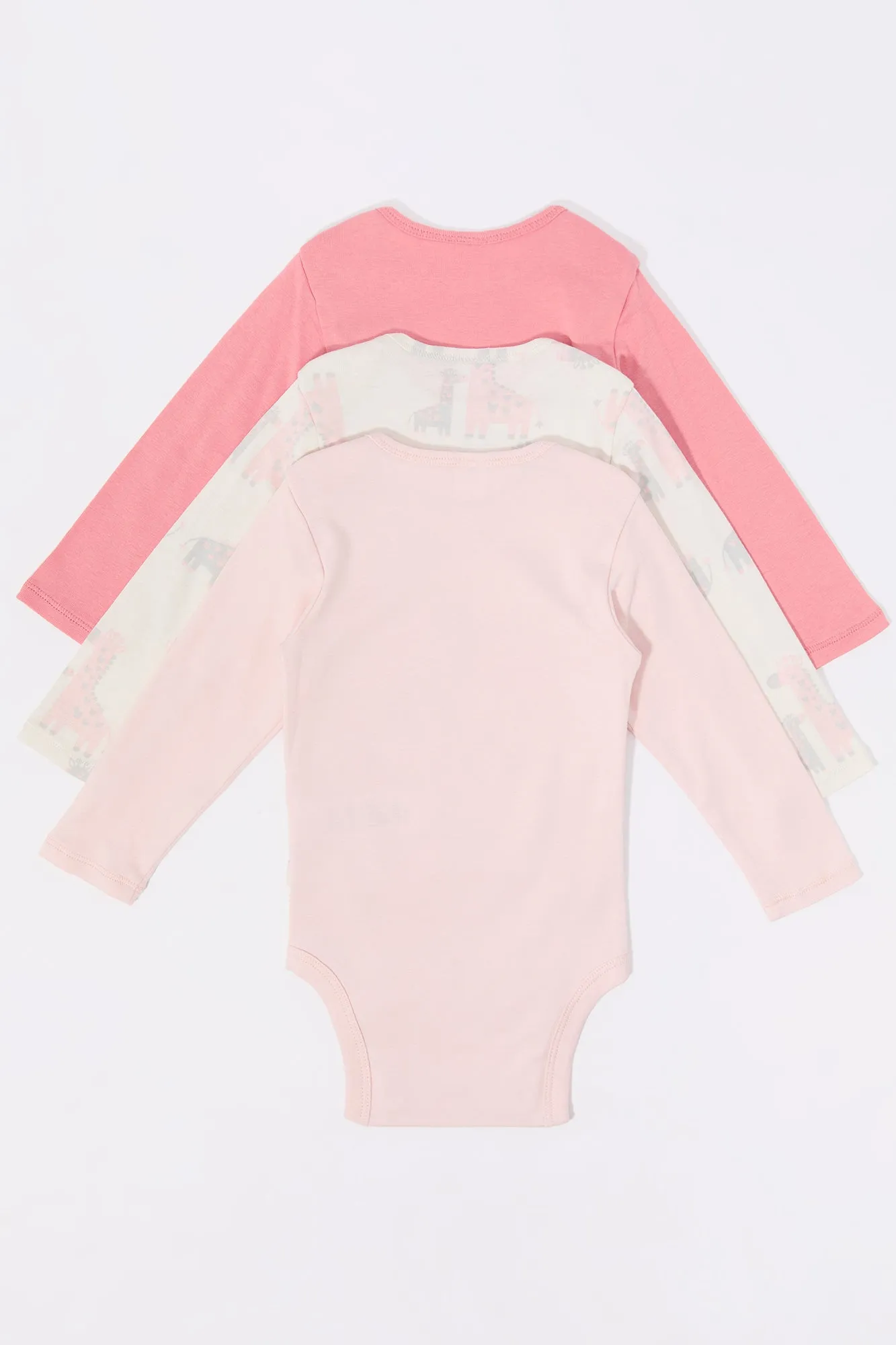 Baby Giraffe Graphic Long Sleeve Onesie (3 Pack)