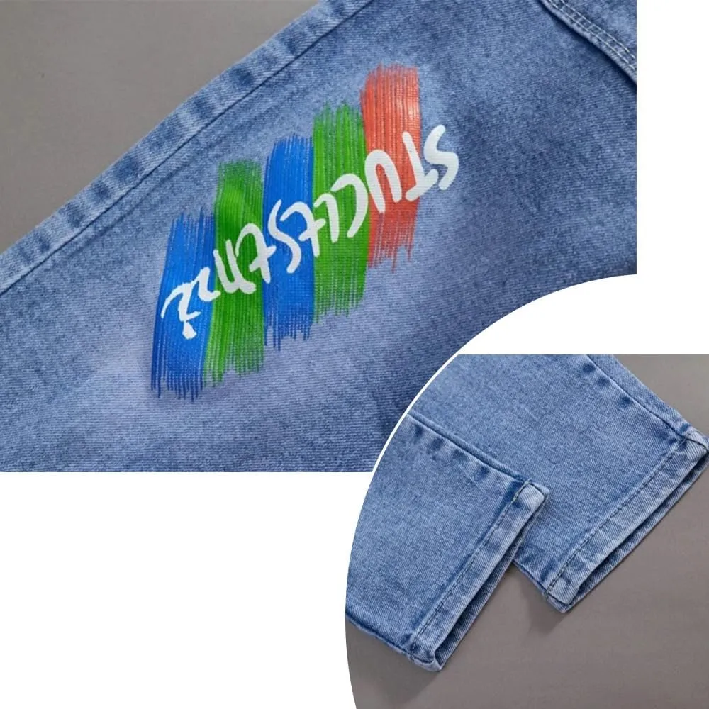 Baby Toddler Elastic Waist Cute Printed Fashion Jeans Little Boys'Stretch Jogger Denim Pants Clothes