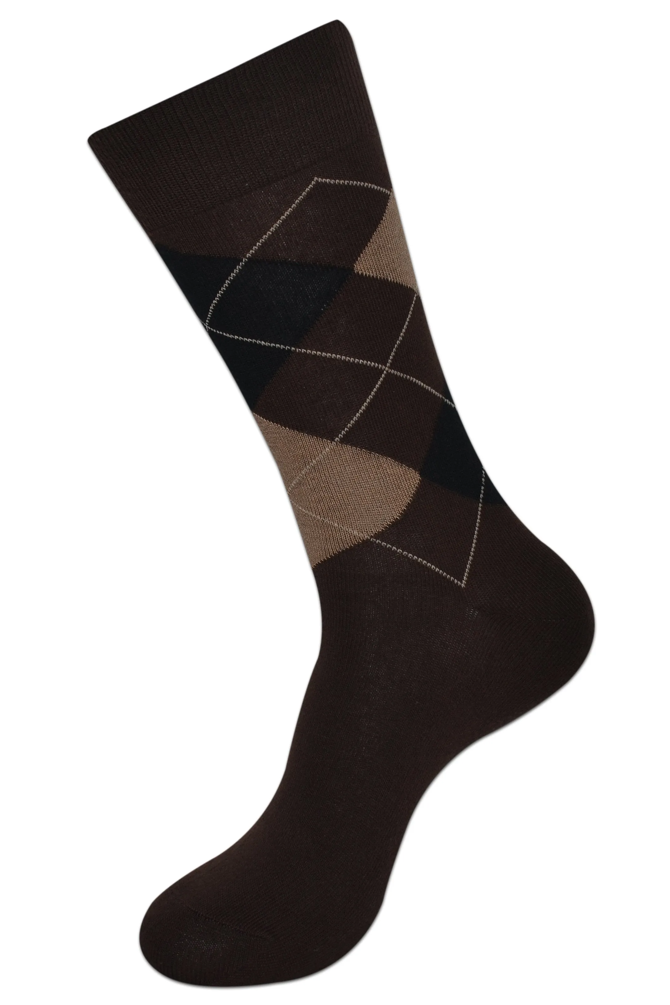 Balenzia Men's Classic Argyle Socks- (Pack of 3 Pairs/1U) (Black,D.Grey,Brown)