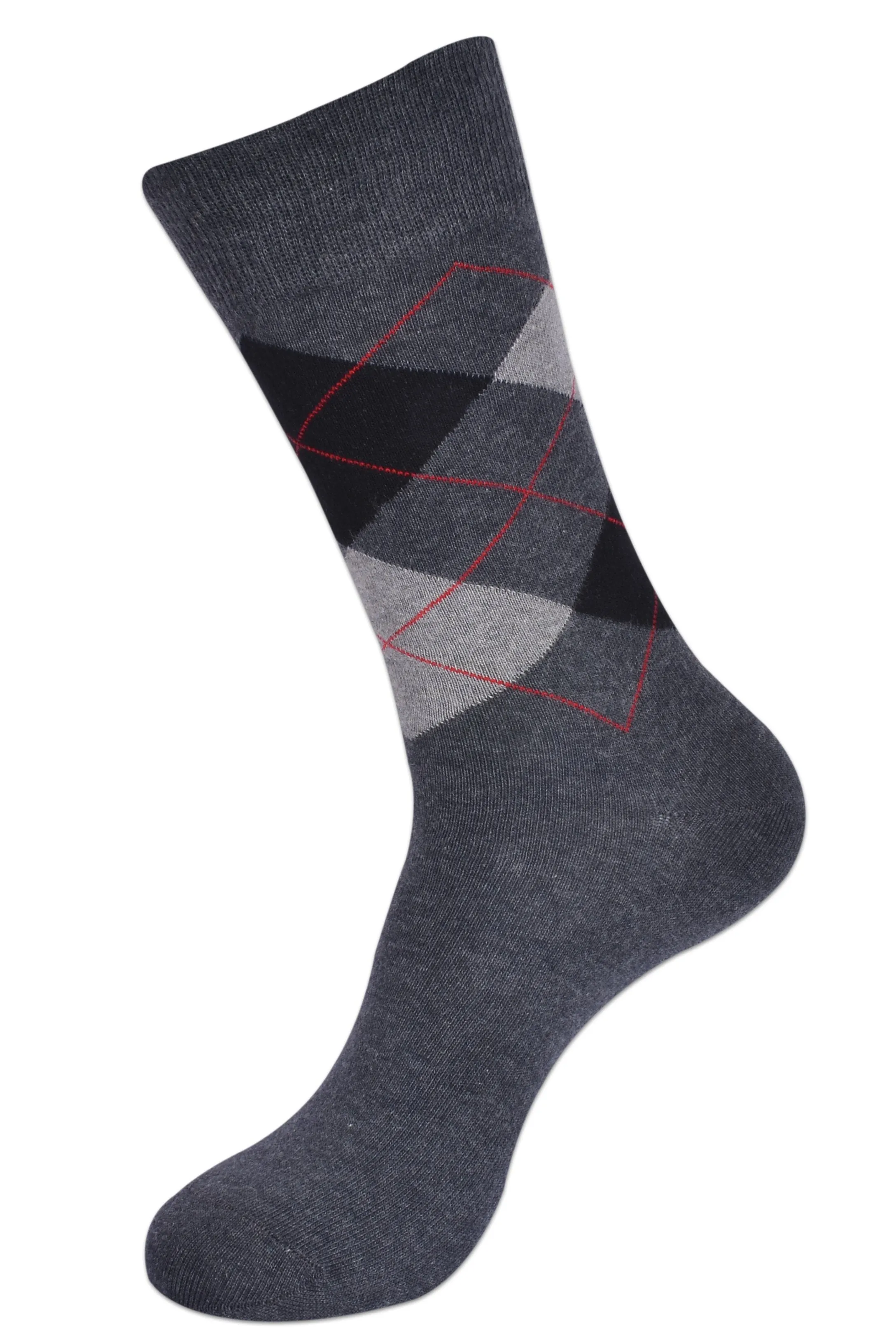 Balenzia Men's Classic Argyle Socks- (Pack of 3 Pairs/1U) (Black,D.Grey,Brown)