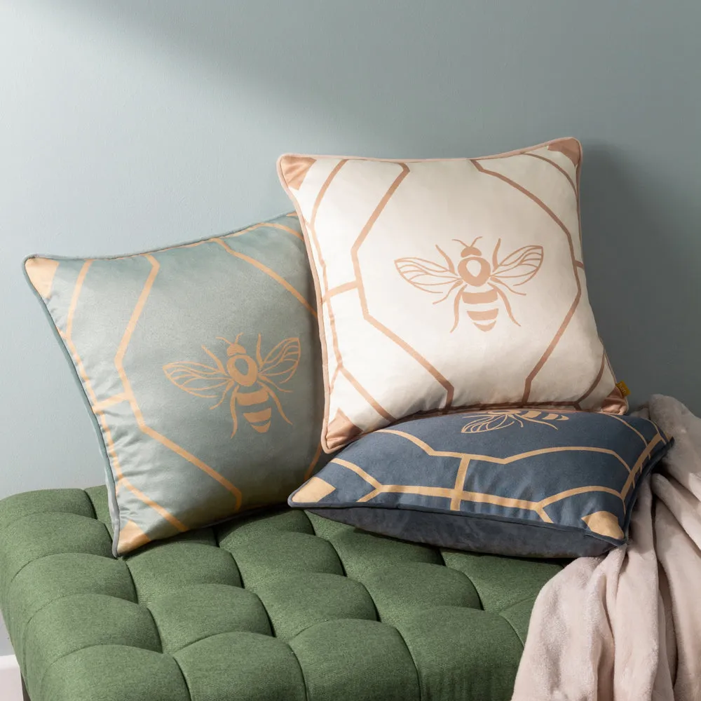 Bee Deco Geometric Cushion Eau de Nil