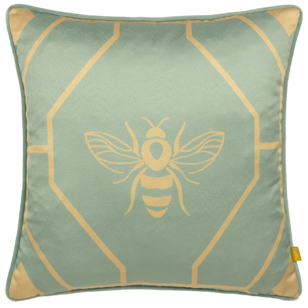 Bee Deco Geometric Cushion Eau de Nil