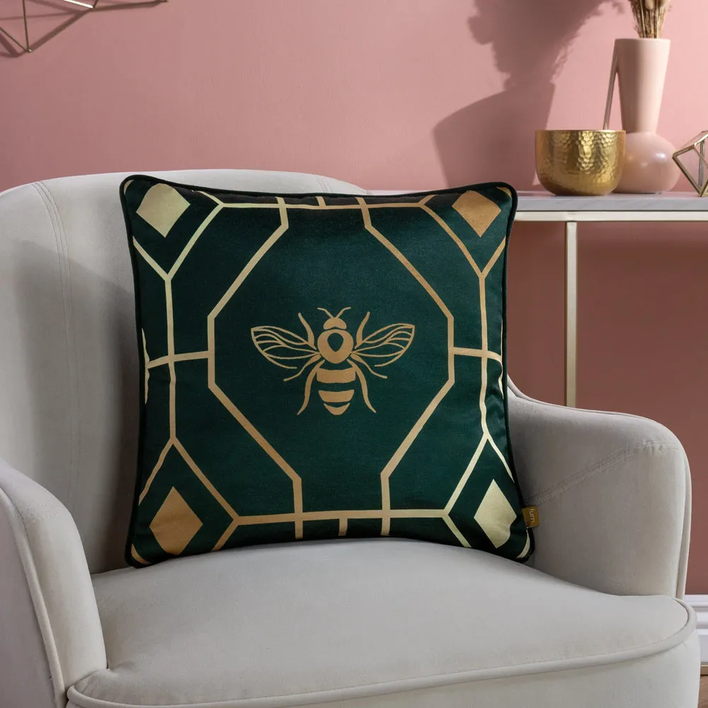 Bee Deco Geometric Cushion Emerald
