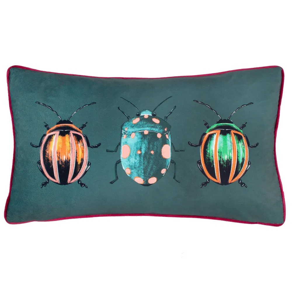 Beetalis Piped Velvet Cushion Emerald