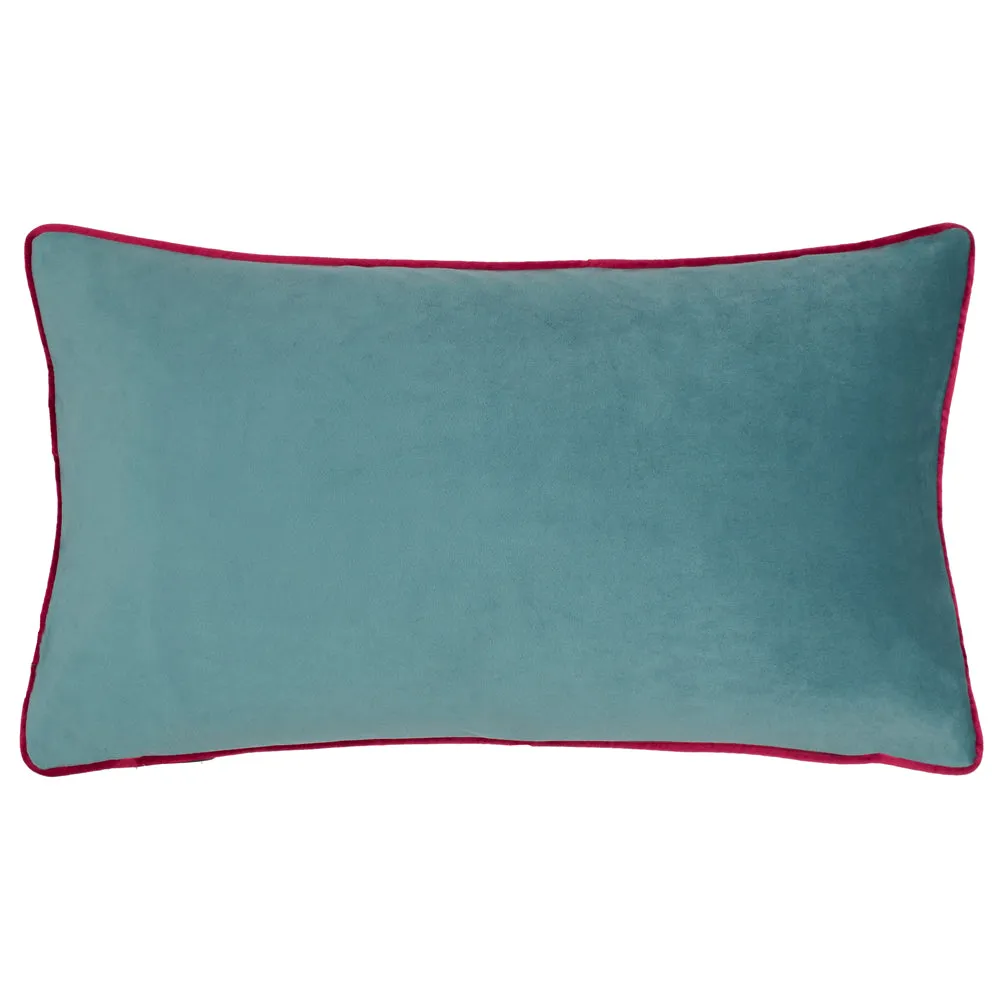 Beetalis Piped Velvet Cushion Emerald