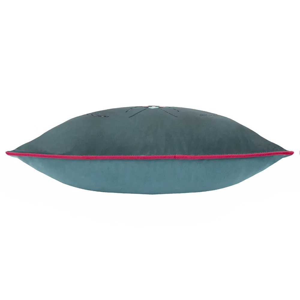 Beetalis Piped Velvet Cushion Emerald