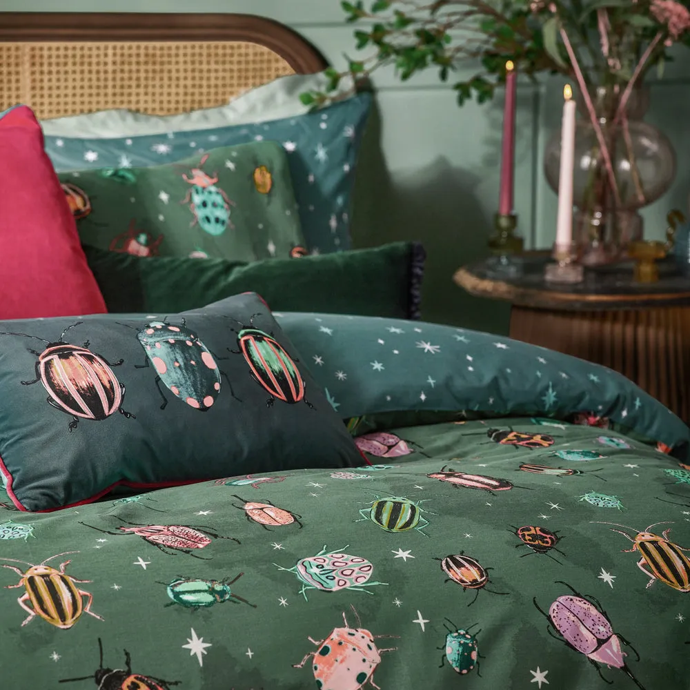Beetalis Piped Velvet Cushion Emerald