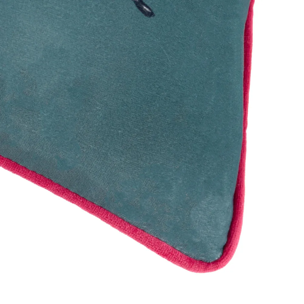 Beetalis Piped Velvet Cushion Emerald