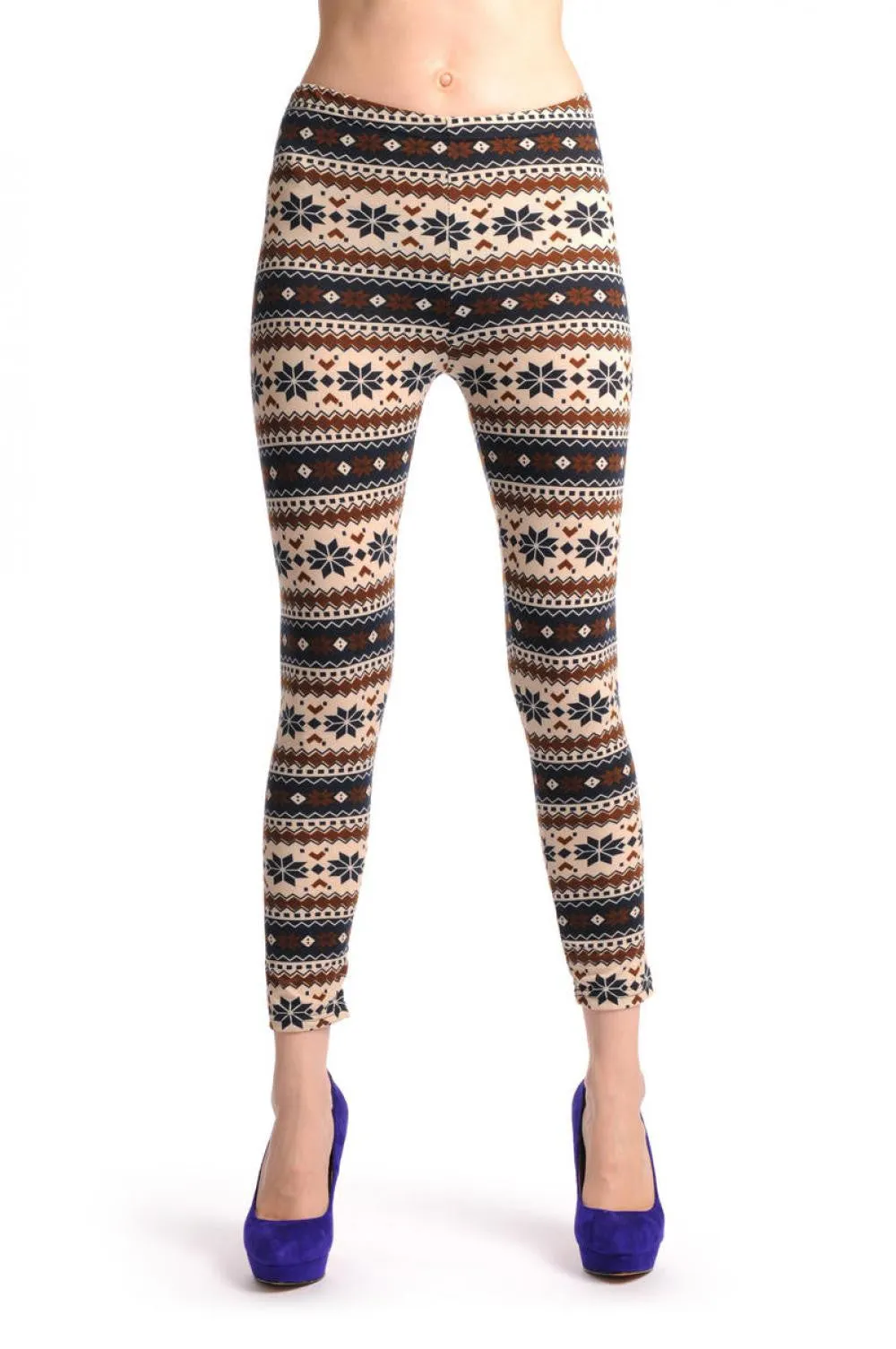 Beige Black & Brown Aztec Jacquard Knit Print