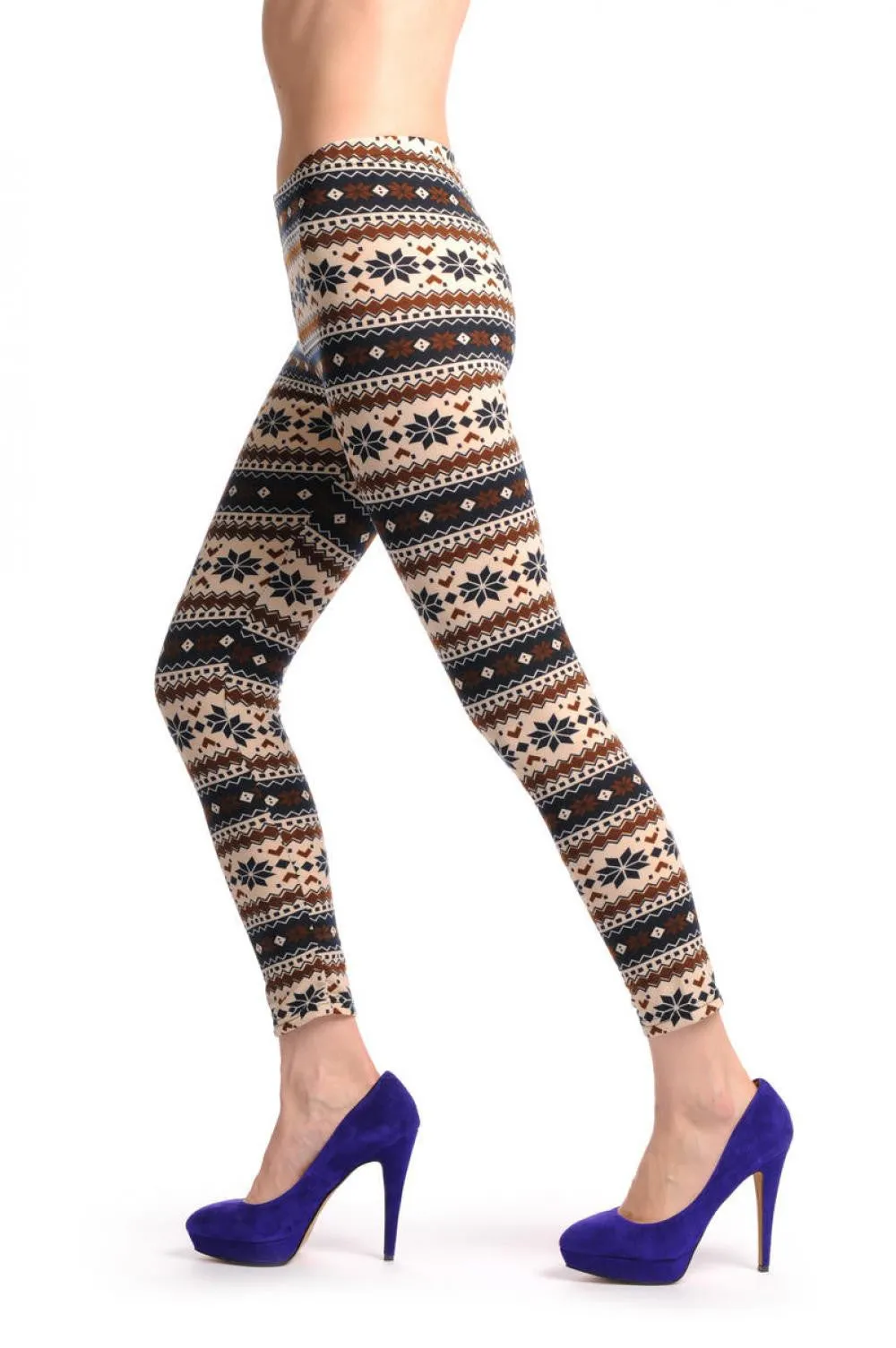 Beige Black & Brown Aztec Jacquard Knit Print