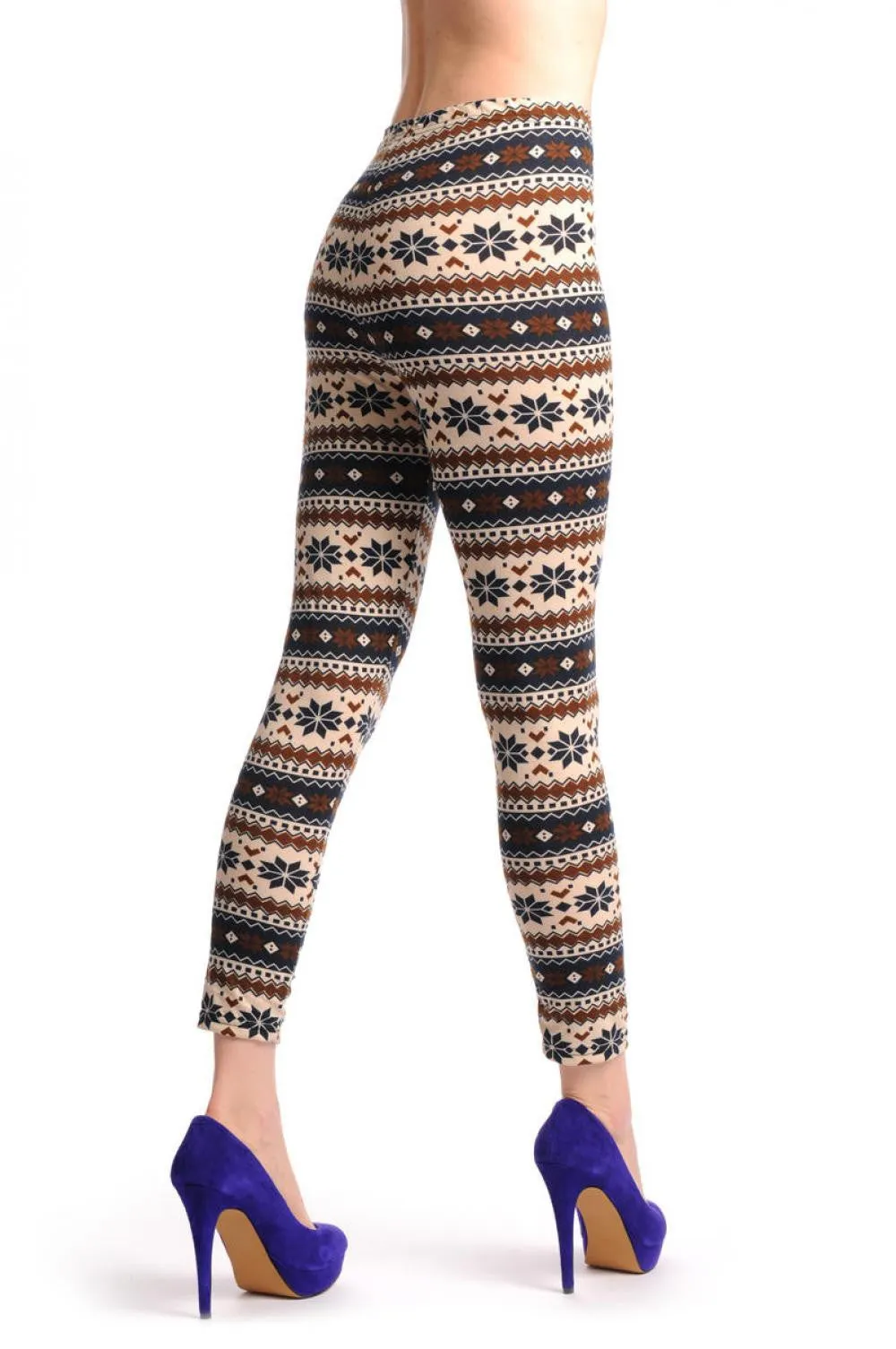 Beige Black & Brown Aztec Jacquard Knit Print