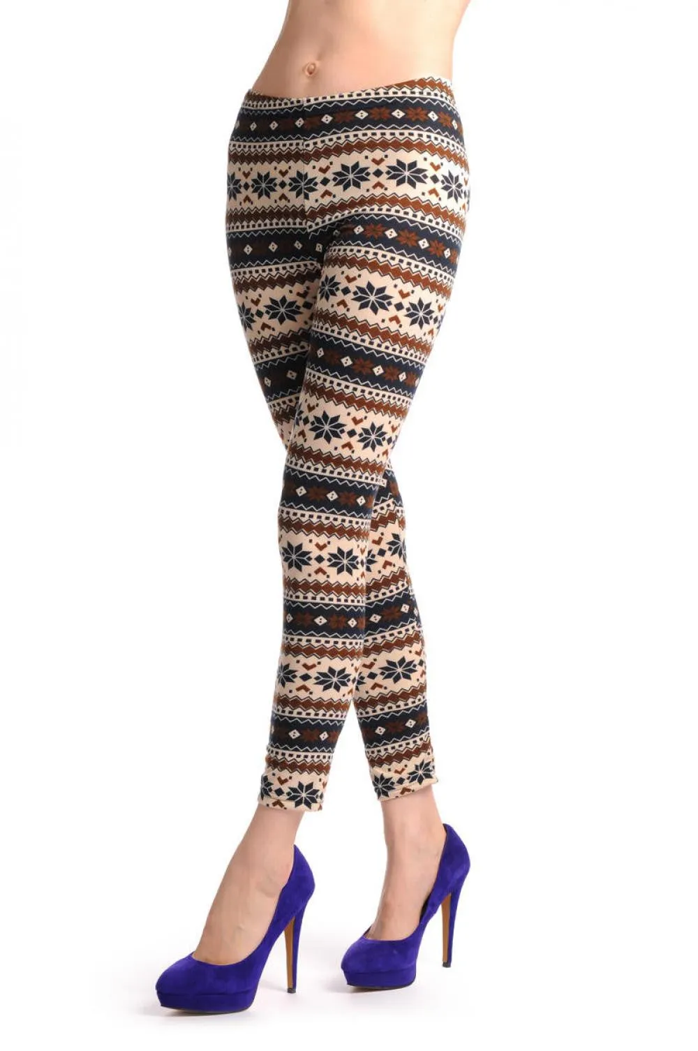 Beige Black & Brown Aztec Jacquard Knit Print