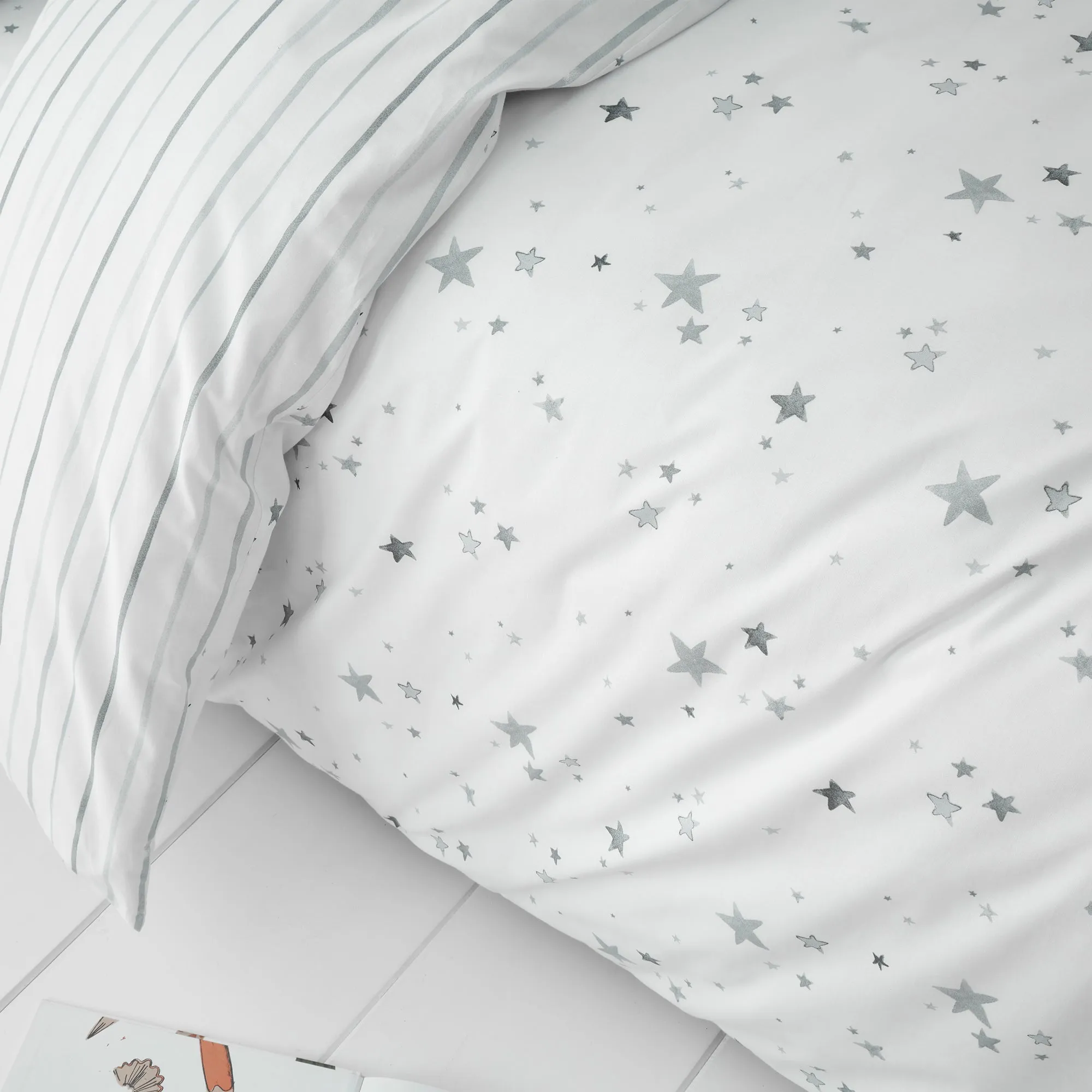 Bianca Grey Stars Kids Cotton Duvet Set