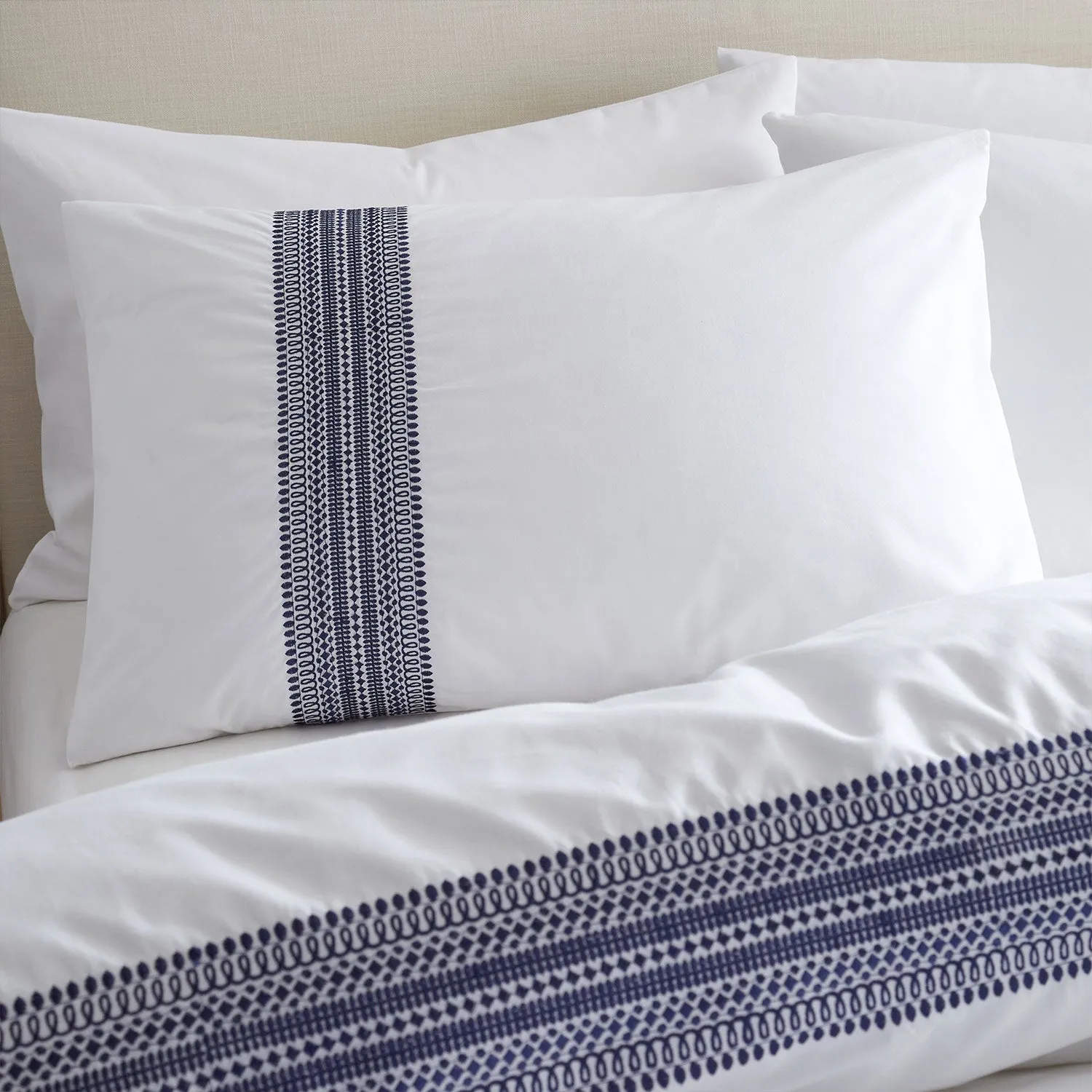 Bianca Remy Blue Embroidery Cotton Duvet Set