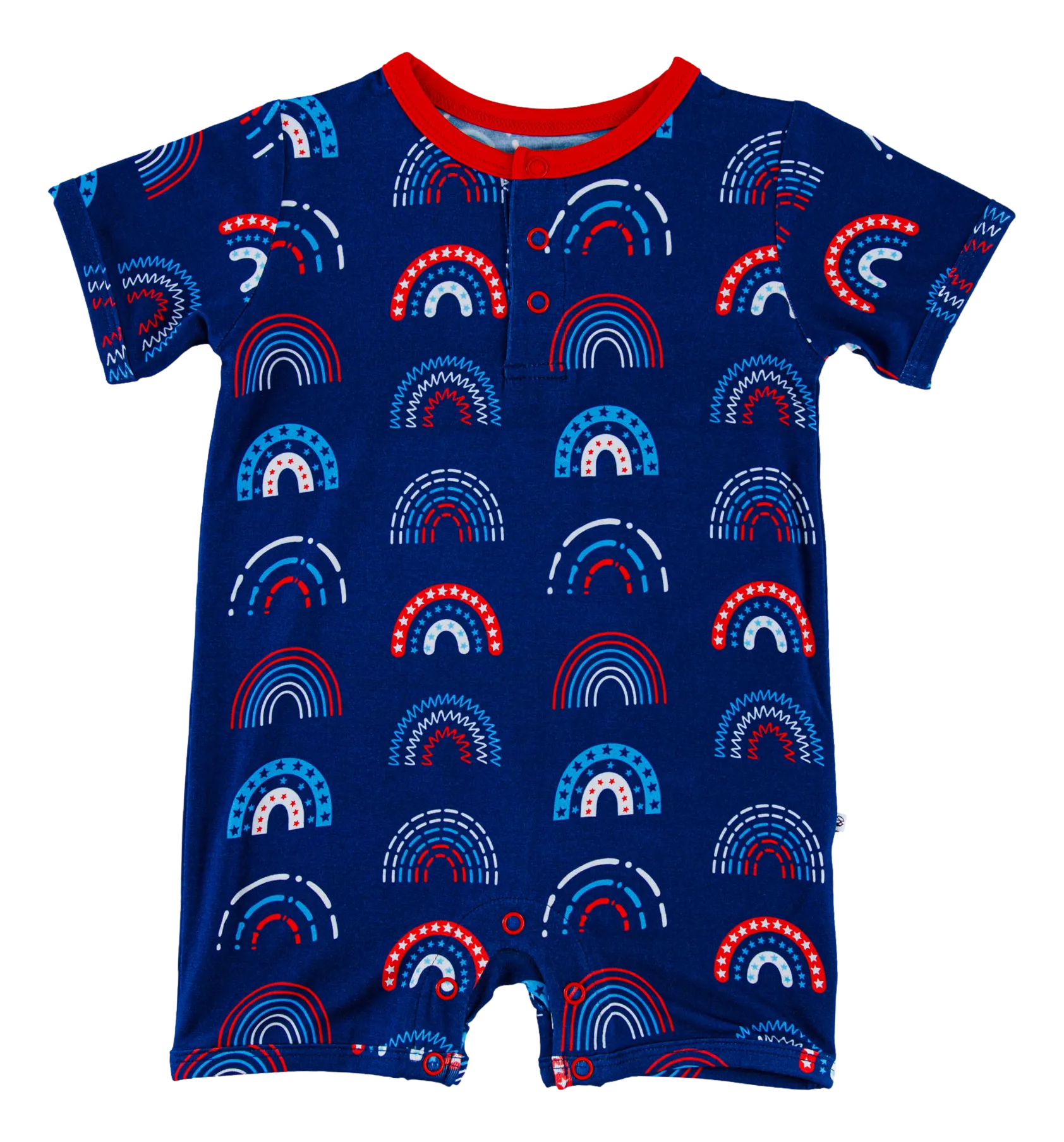 Birdie Bean Anthem Rainbows 4th of July Print Shortie Romper