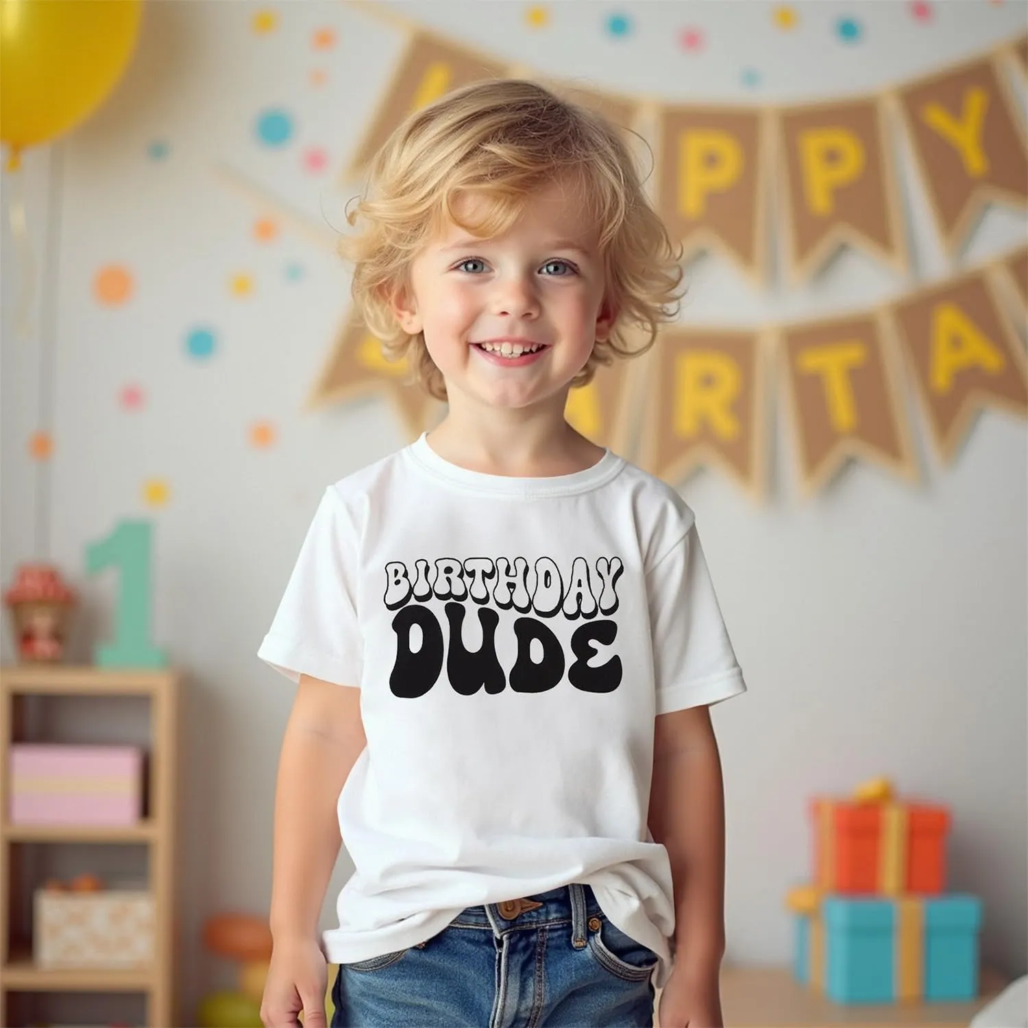 Birthday Dude Shirt Toddler Baby Boy Funny Letter Birthday T-Shirt Kids Summer Short Sleeve Party Gifts Tees Top