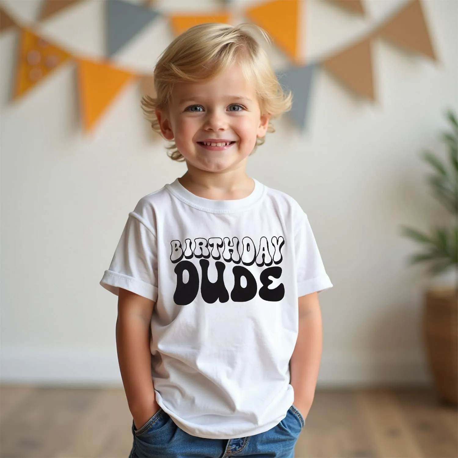Birthday Dude Shirt Toddler Baby Boy Funny Letter Birthday T-Shirt Kids Summer Short Sleeve Party Gifts Tees Top