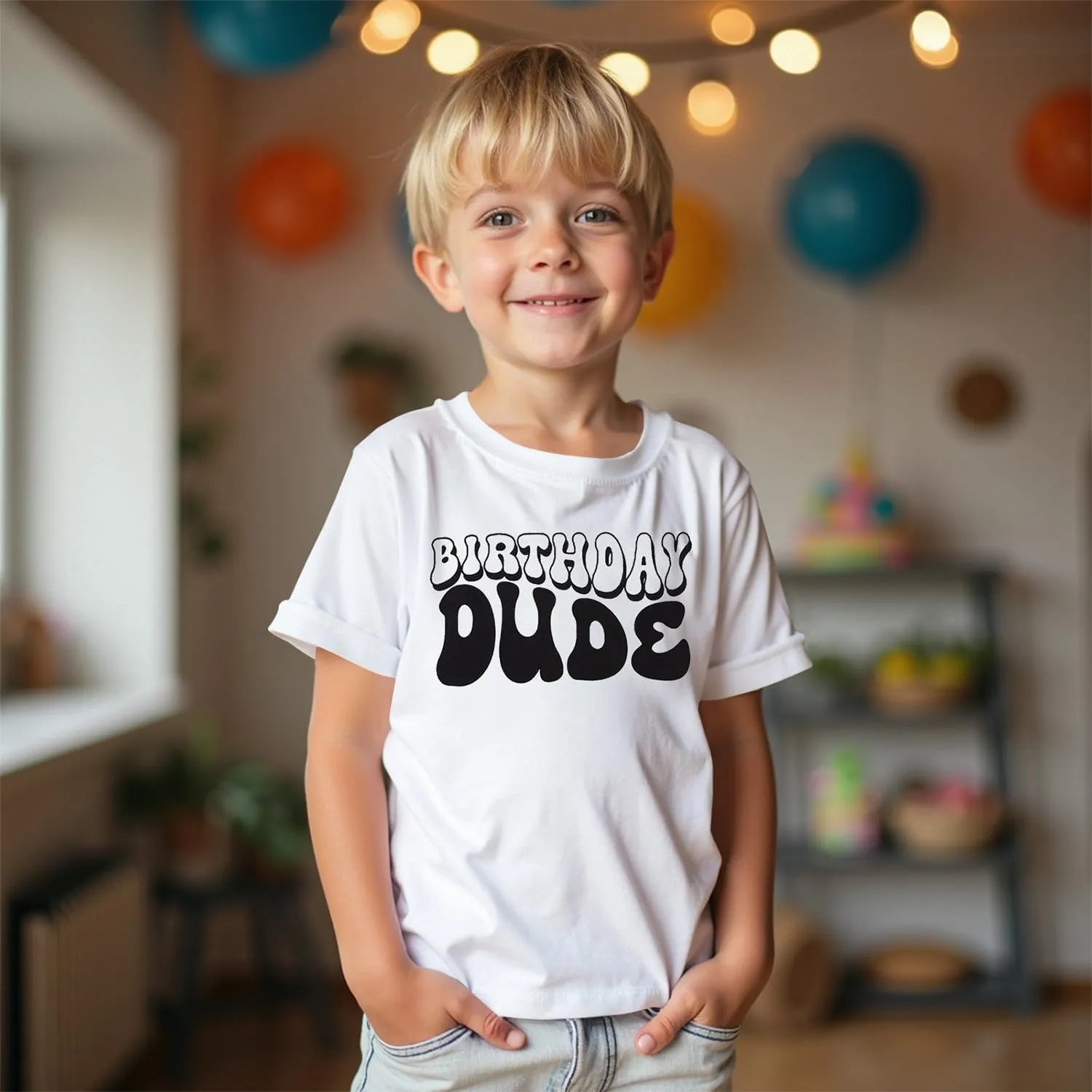 Birthday Dude Shirt Toddler Baby Boy Funny Letter Birthday T-Shirt Kids Summer Short Sleeve Party Gifts Tees Top