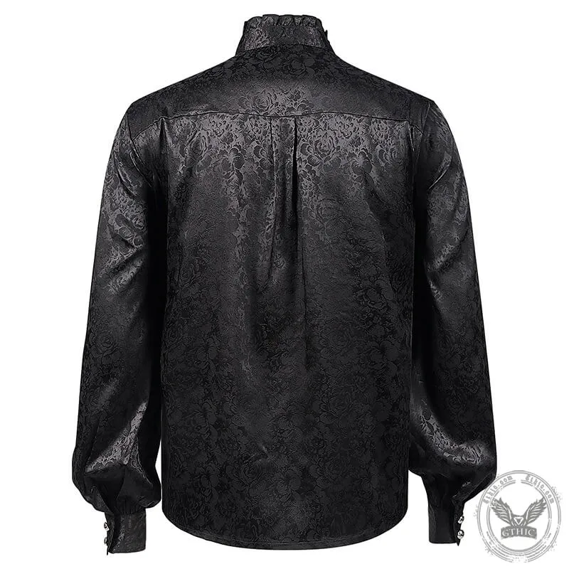 Black Medieval Jacquard Polyester Men’s Shirt